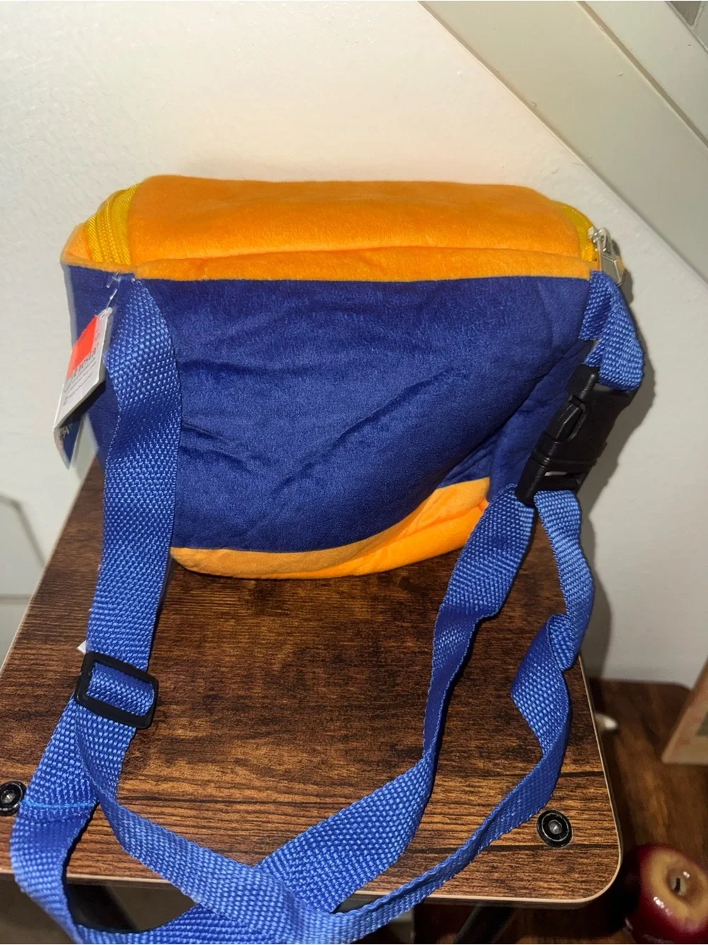 SPAM Novelty Blue and Yellow Plush Crossbody Bag